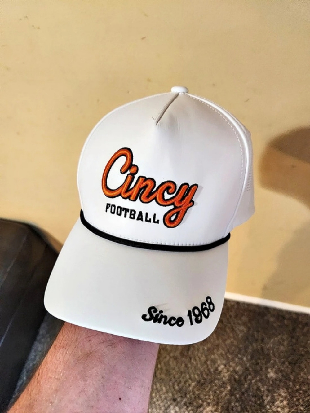 Cincinnati Cincy Football Since 1968 White Rope Trucker Hat